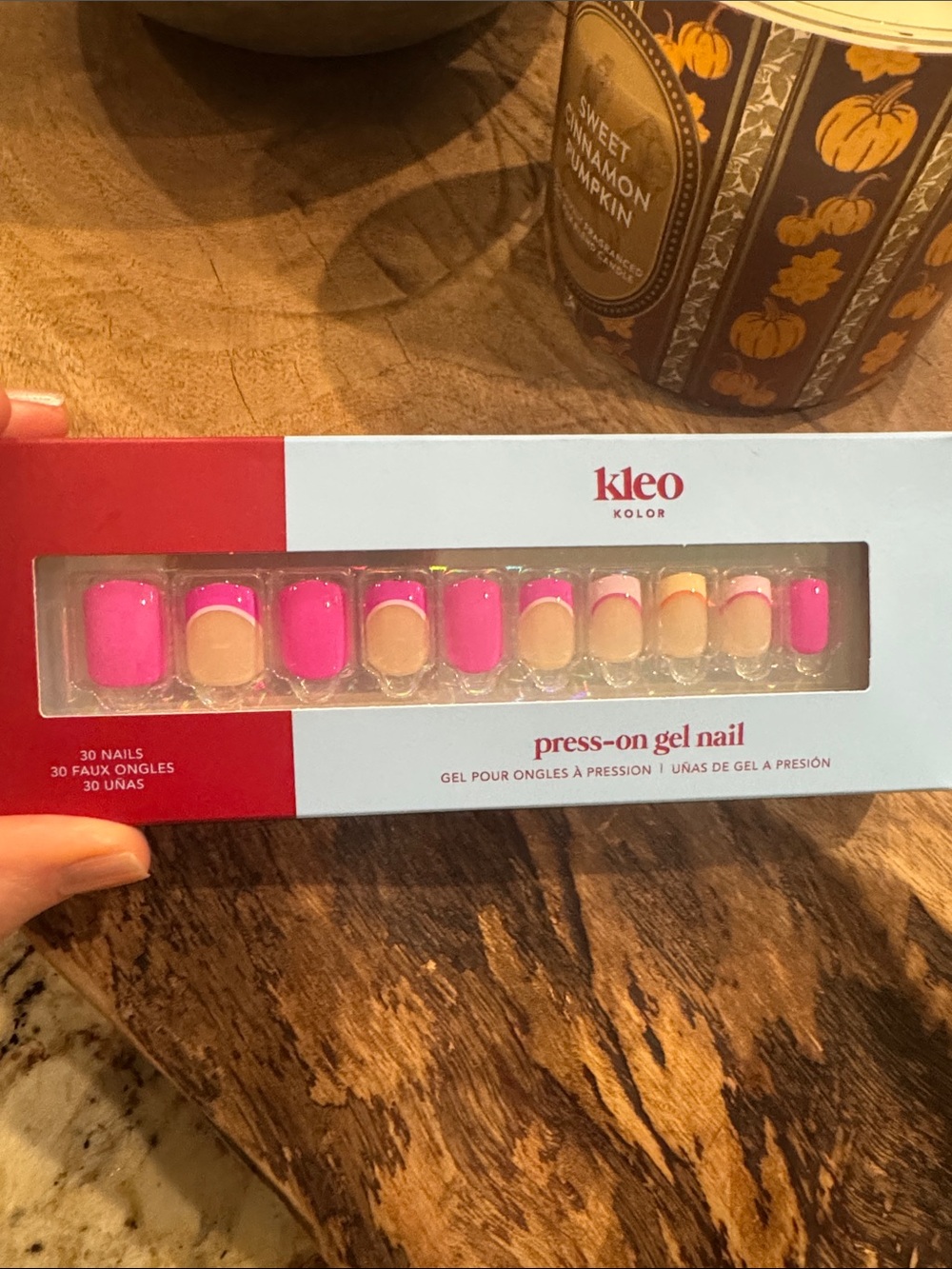 Kleo Kolor Pink & Nude Press-On Gel Nails – Modern French Set